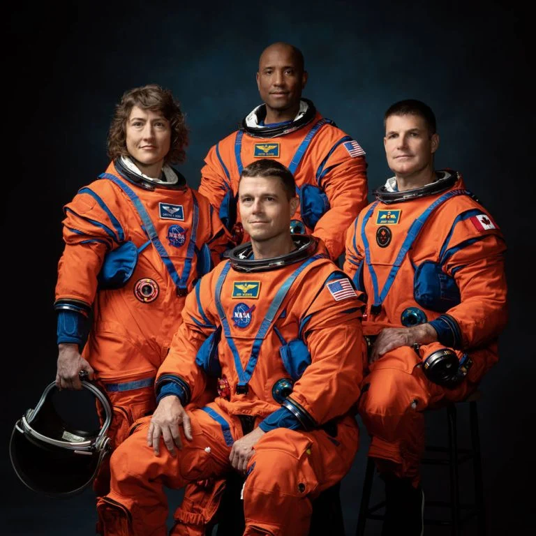 Astronauta cristão Victor Glover com a tripulação de Artemis II